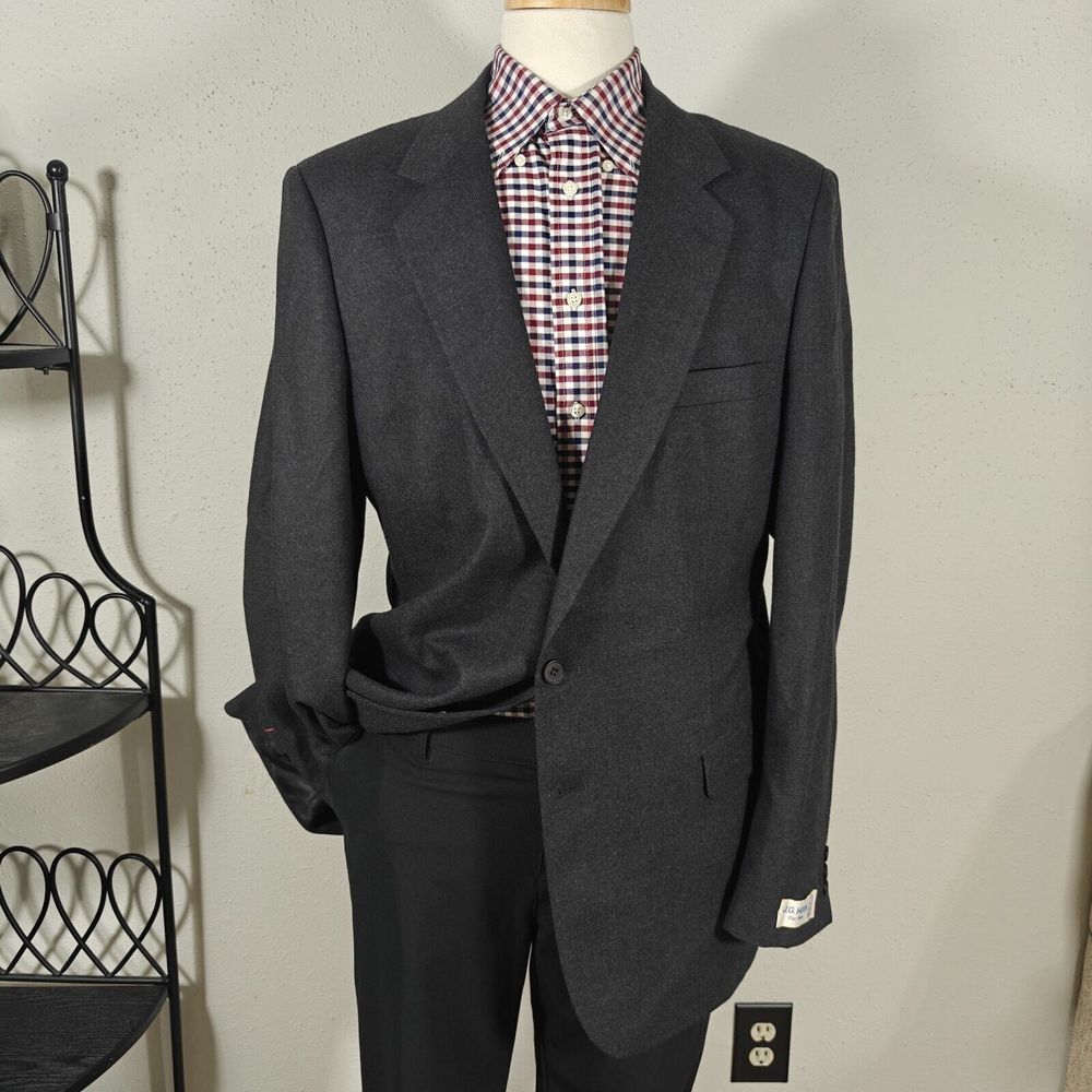 J.G Hook LAWRENCE Mens Tweed Sport Coat Blazer Two Button CH Gray Wool Size 44L